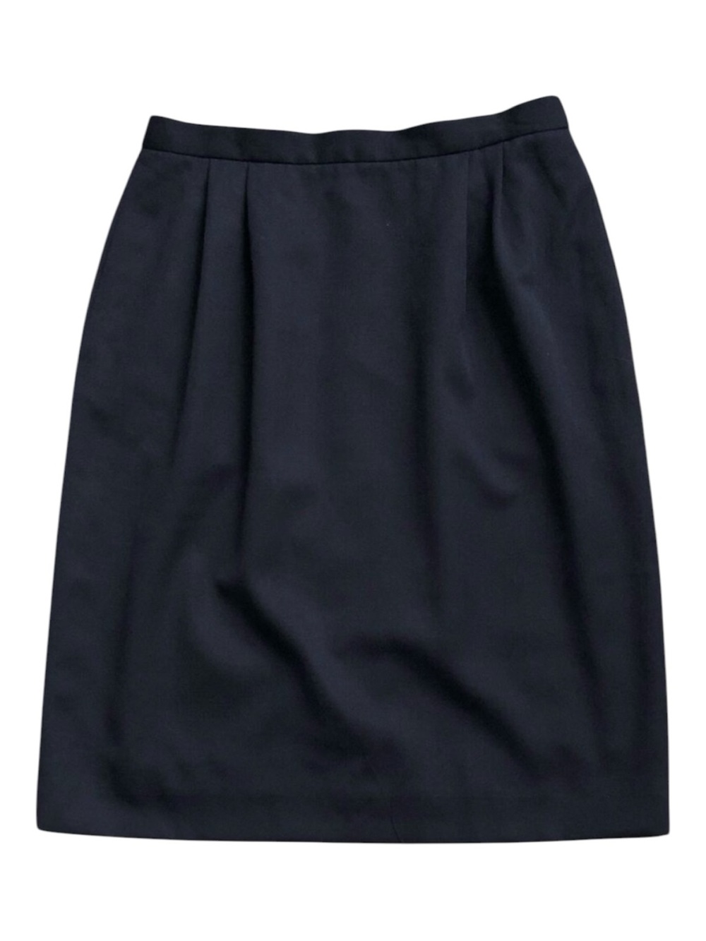 Lands End Navy Wool Skirt Womens 12 Pleated Pencil Career Midi Skirt